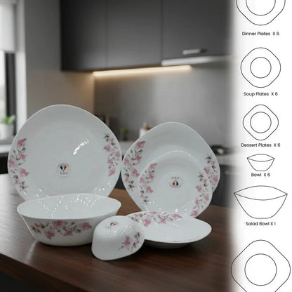 Opal Pink Petal Bloom Dinnerware Set – 26 Pieces
