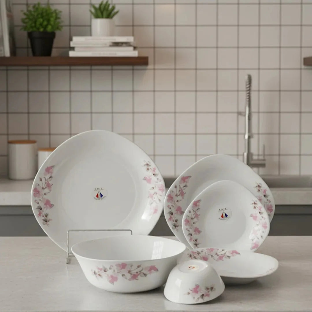 Opal Pink Petal Bloom Dinnerware Set – 26 Pieces