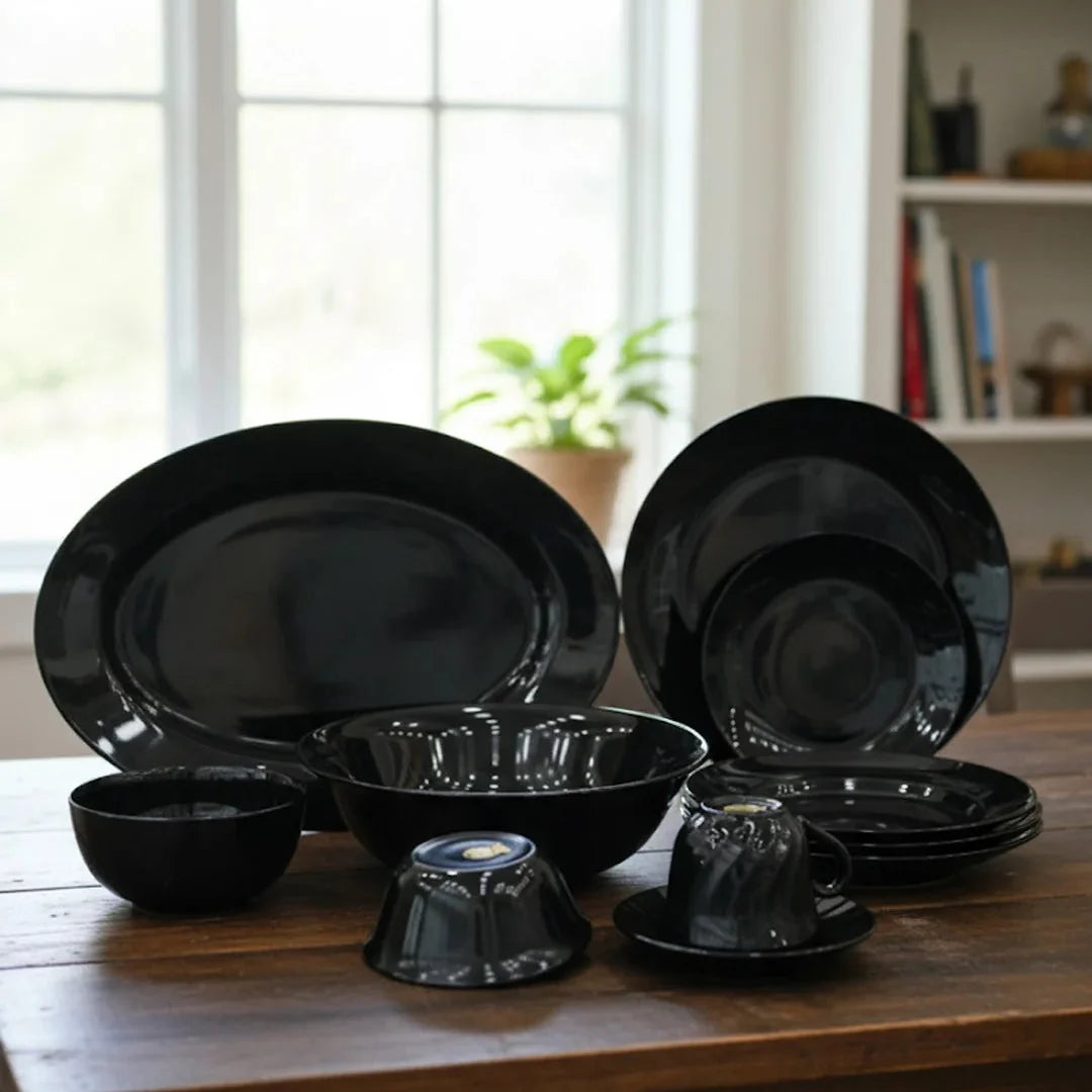 Elegant Opal Black Dinnerware Set