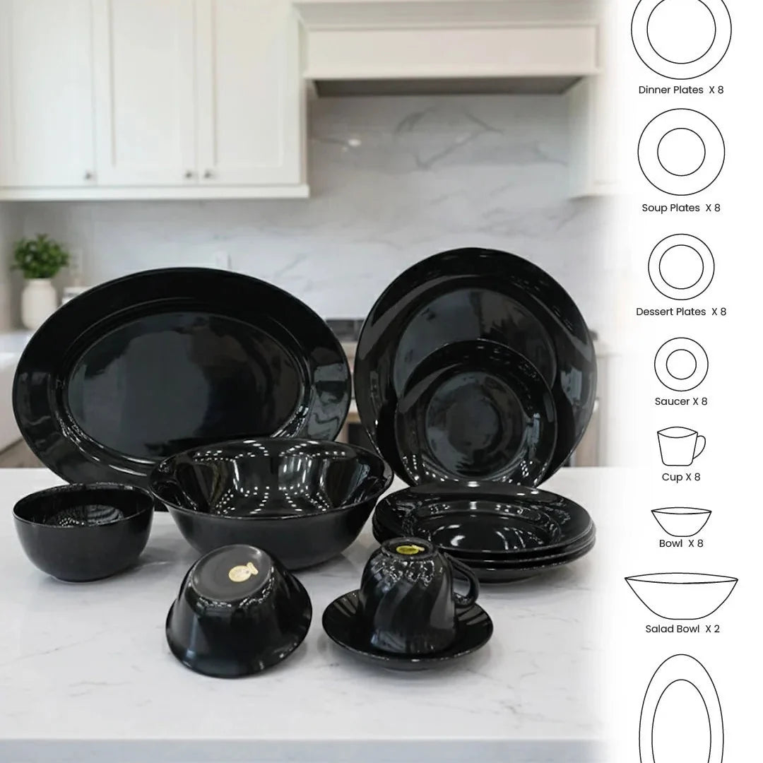 Elegant Opal Black Dinnerware Set