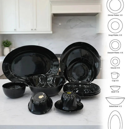Elegant Opal Black Dinnerware Set