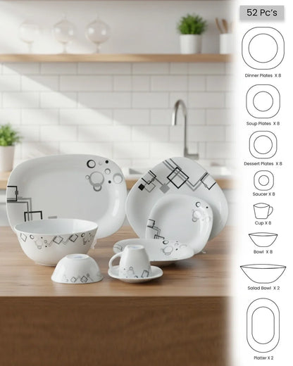 Opal Dinner Set – 38 & 52 Pieces | Premium Dinnerware for 6–8 Persons