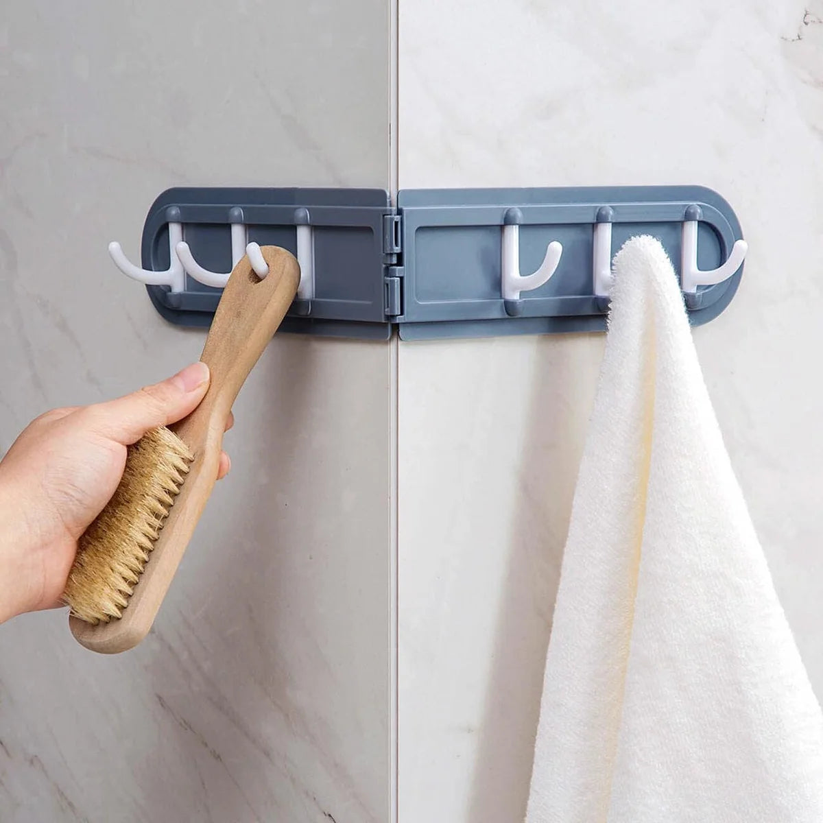 Corner Wall Hook Rack – Punch-Free Six-Hook Space-Saving Organizer