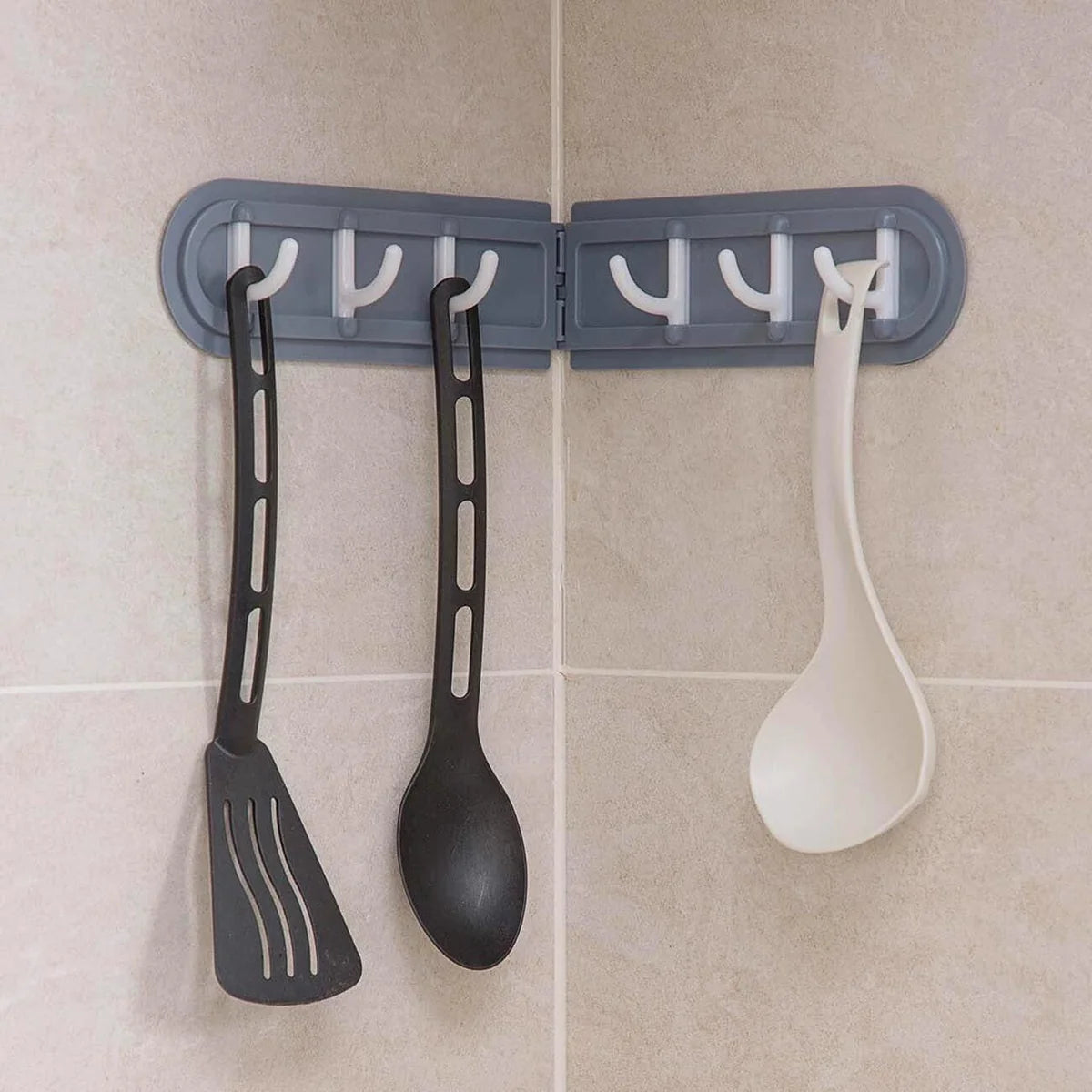 Corner Wall Hook Rack – Punch-Free Six-Hook Space-Saving Organizer