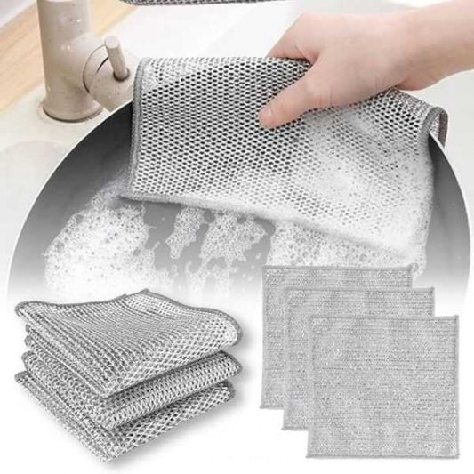 Steel Wire Dishwashing Cloth – Double-Sided Scouring Pad & Rust Remover