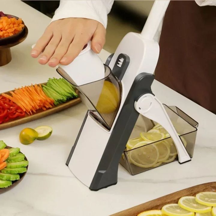 Stainless Steel Mandoline Slicer with Collection Basin