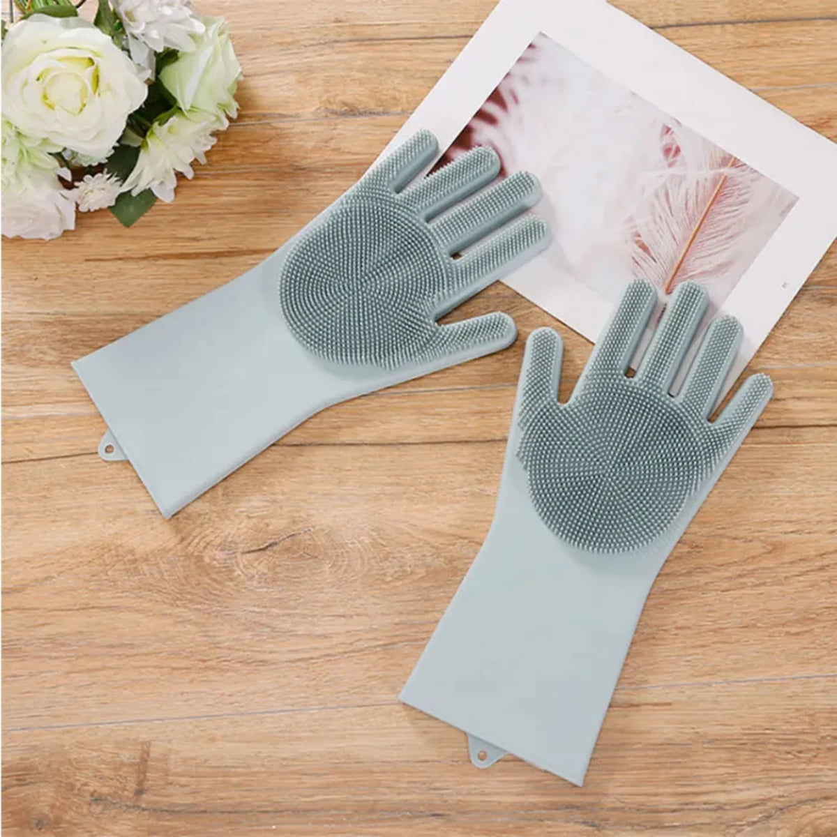 Silicone Dish Washing Gloves – Non-Slip Waterproof Scrubber Gloves