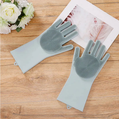 Silicone Dish Washing Gloves – Non-Slip Waterproof Scrubber Gloves