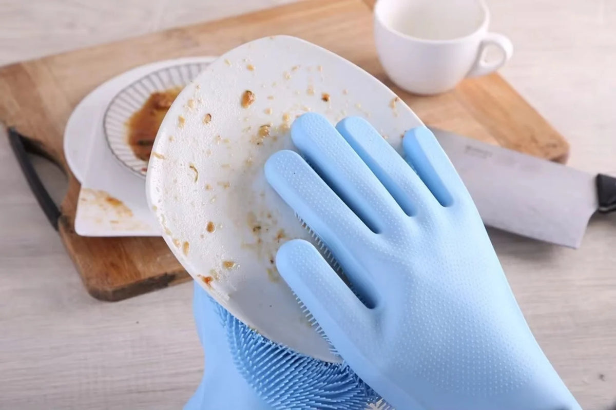 Silicone Dish Washing Gloves – Non-Slip Waterproof Scrubber Gloves