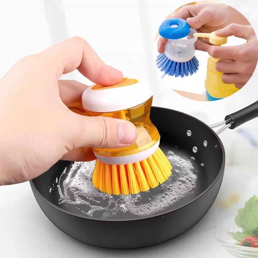 Soap Dispensing Palm Brush – Refillable Kitchen Cleaning Brush