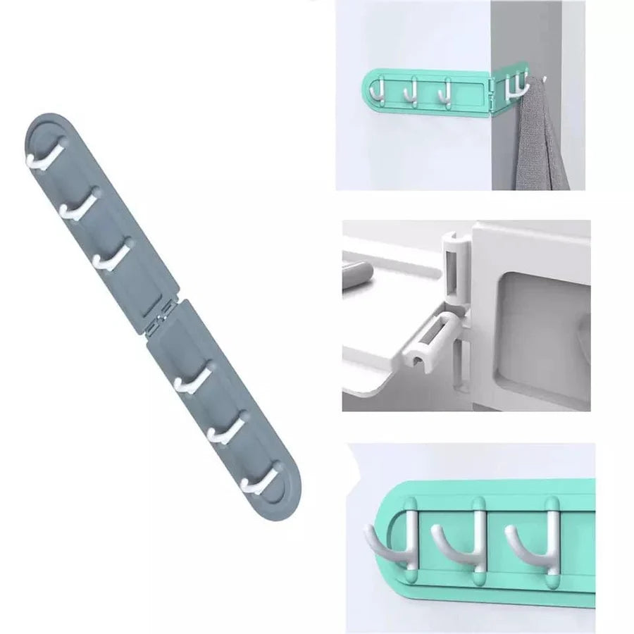 Corner Wall Hook Rack – Punch-Free Six-Hook Space-Saving Organizer