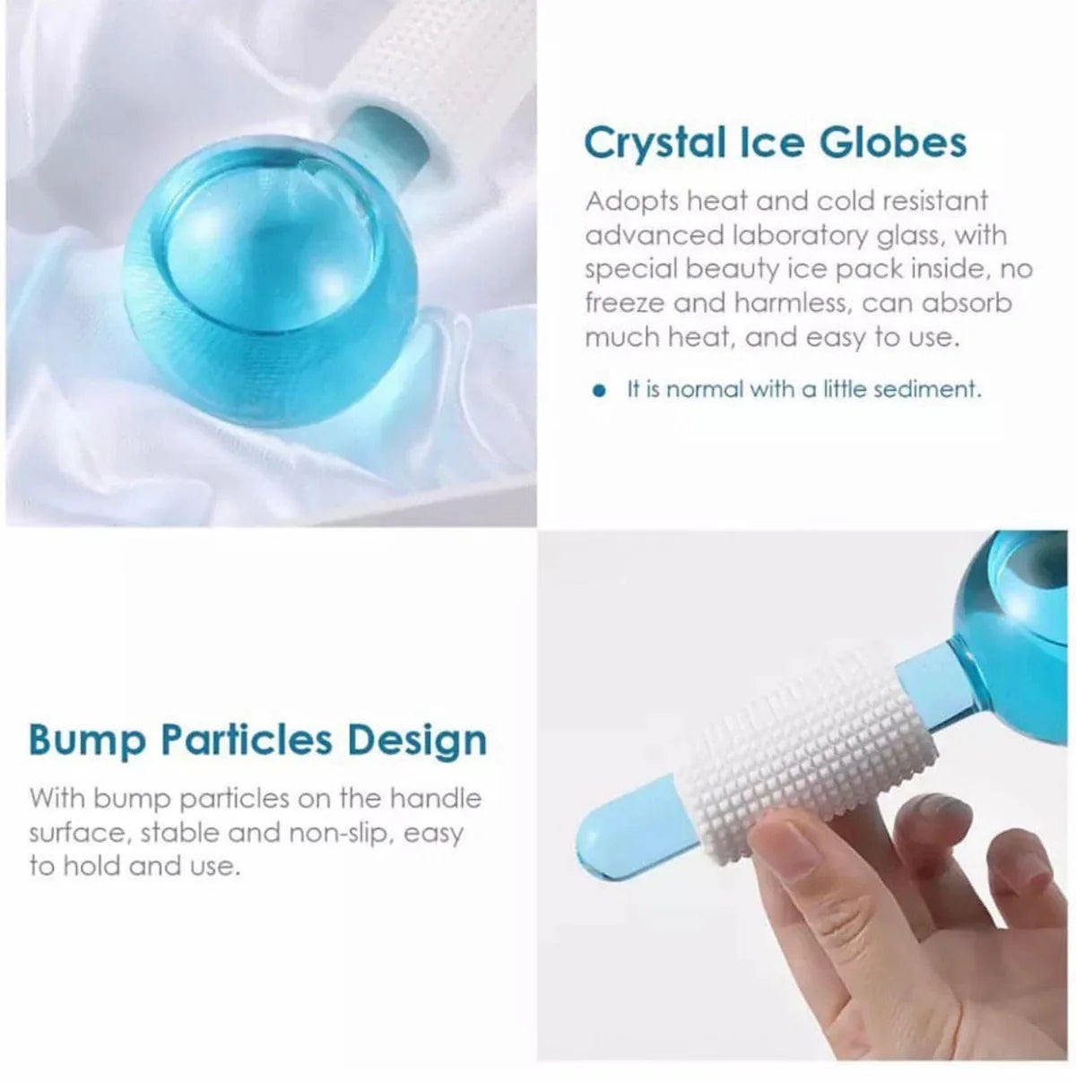 Crystal Ice Globes – Cooling Face & Eye Massage Tool (Set of 2)