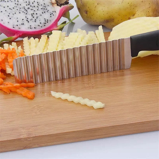 Stainless Steel Potato Chip Slicer – Wavy Crinkle Cut Knife