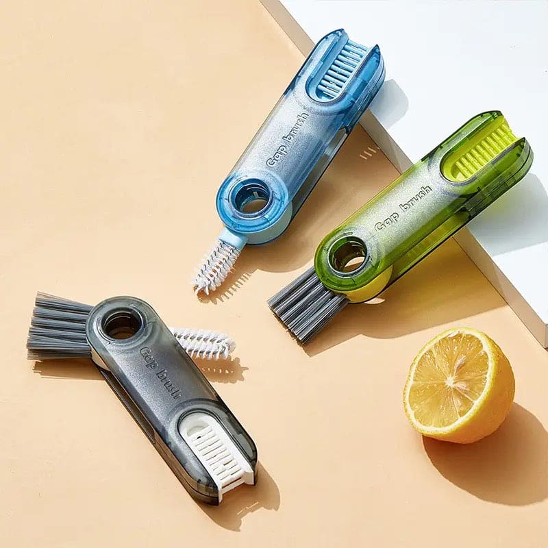3-in-1 Bottle Gap Cleaning Brush – Rotating Nylon Bristle Cleaner
