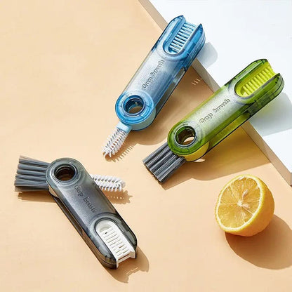 3-in-1 Bottle Gap Cleaning Brush – Rotating Nylon Bristle Cleaner