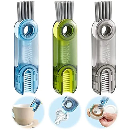 3-in-1 Bottle Gap Cleaning Brush – Rotating Nylon Bristle Cleaner