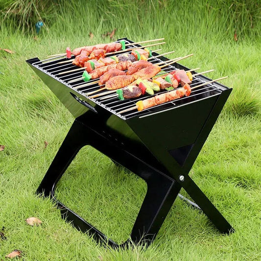 X-Shaped Folding BBQ Grill – Portable Charcoal Camping & Picnic Grill