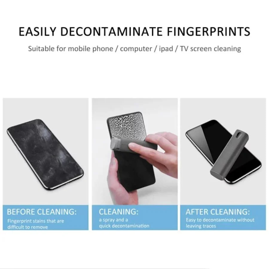 Portable Screen Cleaner Spray – Mist Cleaner with Microfiber Wipe
