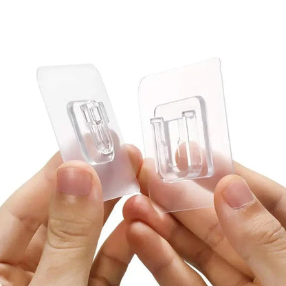 Transparent Self-Adhesive Wall Hooks – Traceless Double-Sided Hooks (Pack of 10 Pairs)