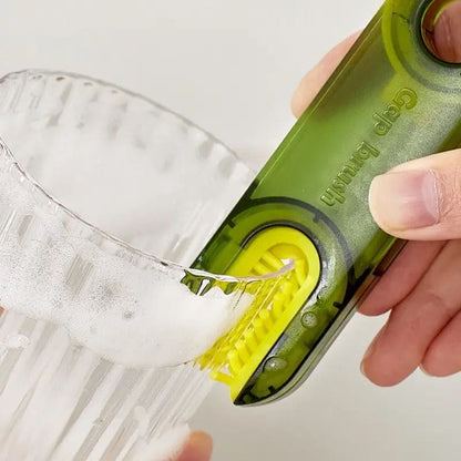 3-in-1 Bottle Gap Cleaning Brush – Rotating Nylon Bristle Cleaner