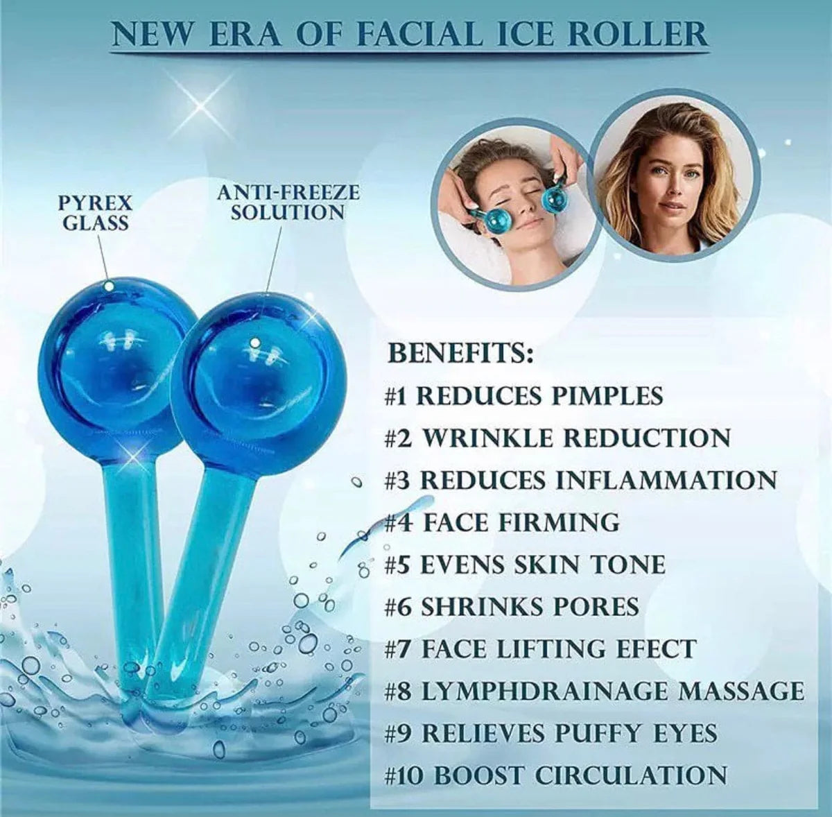 Crystal Ice Globes – Cooling Face & Eye Massage Tool (Set of 2)