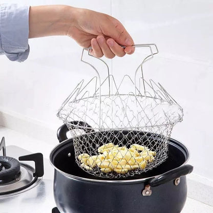 Stainless Steel Folding Frying Basket – Multi-Function Drain Basket