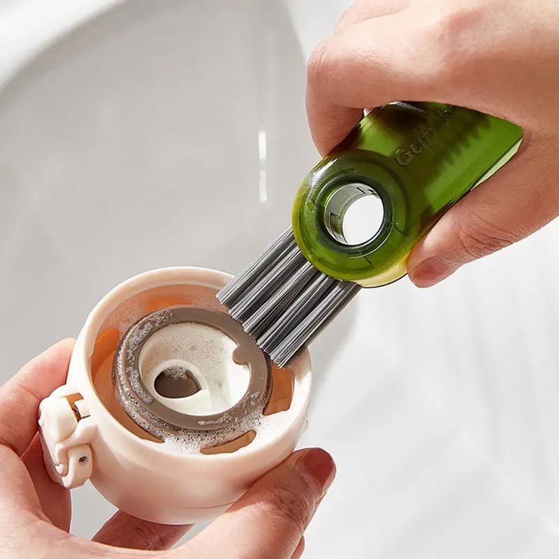 3-in-1 Bottle Gap Cleaning Brush – Rotating Nylon Bristle Cleaner