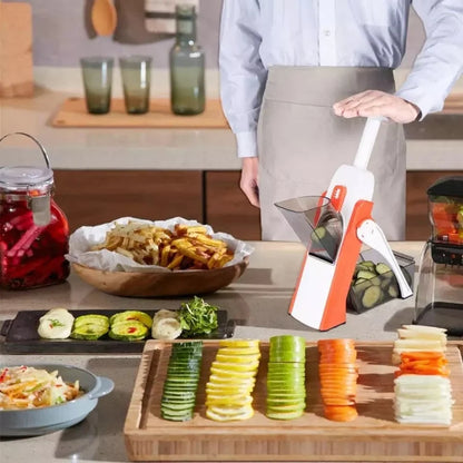 Stainless Steel Mandoline Slicer with Collection Basin