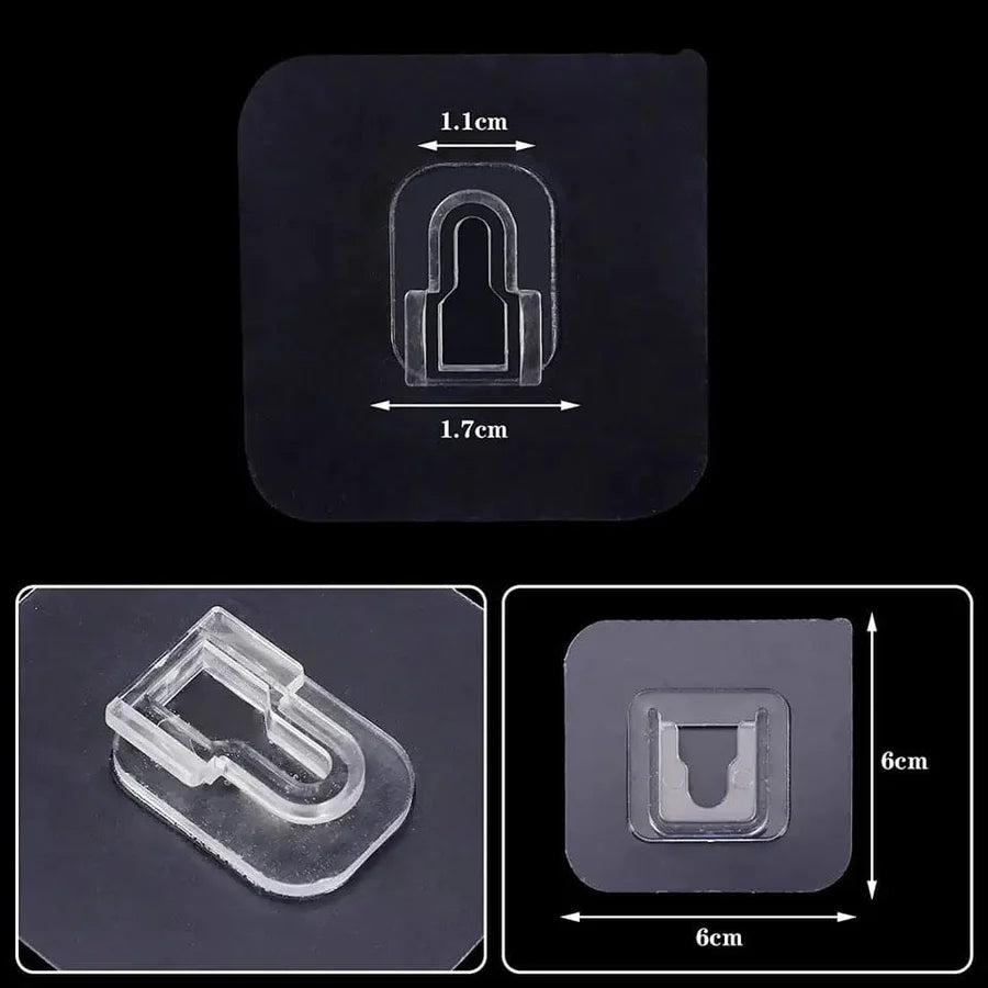Transparent Self-Adhesive Wall Hooks – Traceless Double-Sided Hooks (Pack of 10 Pairs)