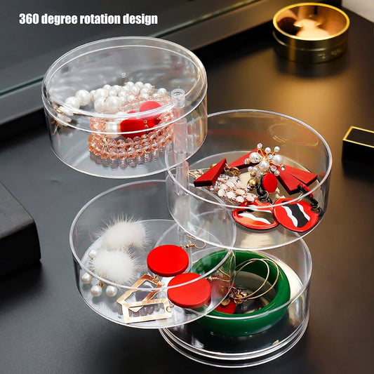 Acrylic 360° Rotating Jewelry Organizer – Transparent Multi-Layer Storage Box
