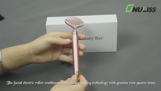 2-in-1 Vibrating Rose Quartz Facial Roller – Massage Tool with Eye Attachment