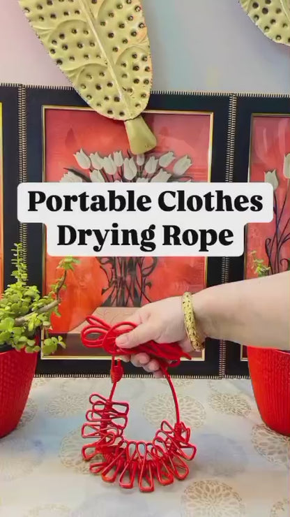 Elastic Retractable Travel Clothesline – 12-Clip Portable Drying Rope