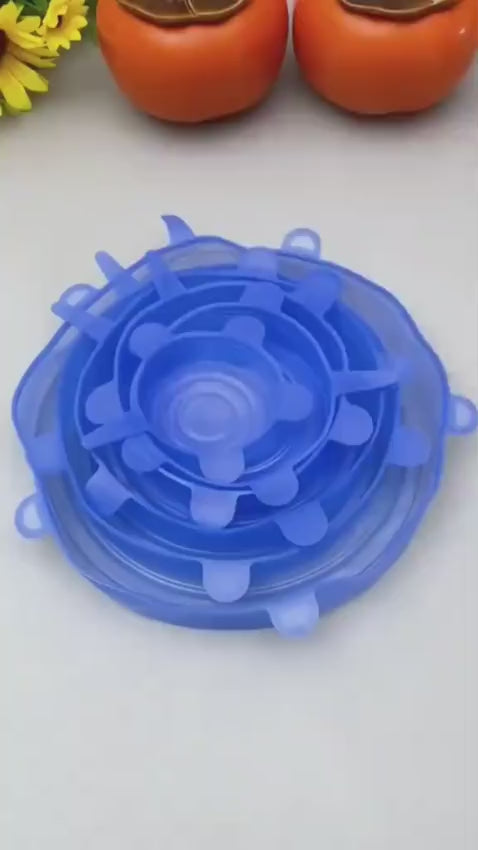 Set of 6 Silicone Stretch Lids – Reusable Food Sealing Covers