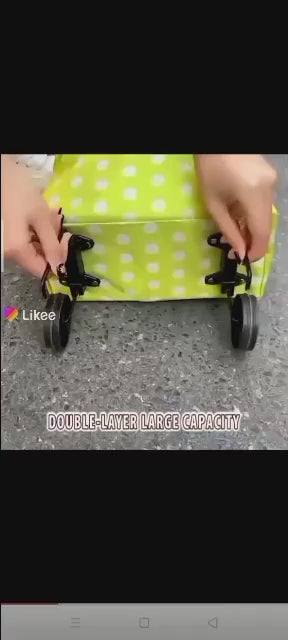 2-in-1 Foldable Shopping Cart with Wheels – Waterproof Grocery Trolley