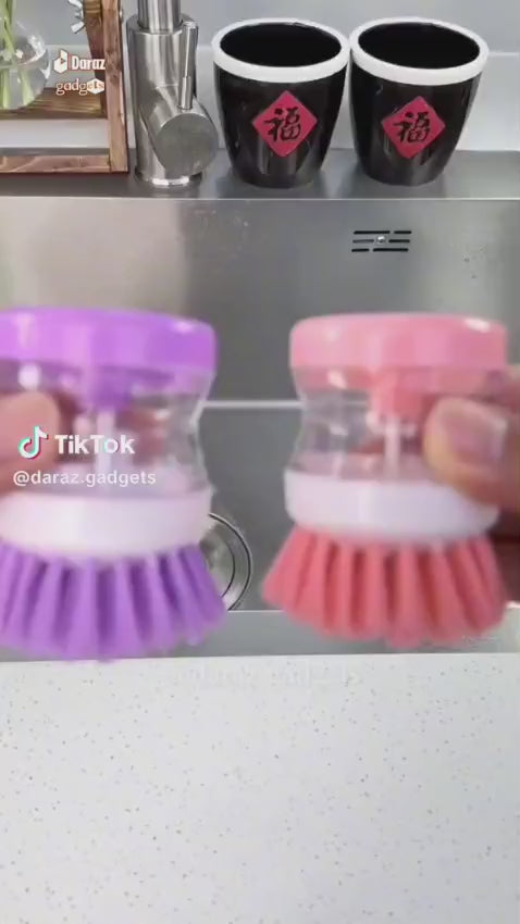 Soap Dispensing Palm Brush – Refillable Kitchen Cleaning Brush