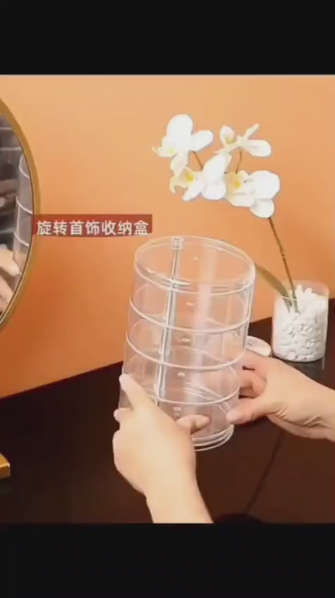 Acrylic 360° Rotating Jewelry Organizer – Transparent Multi-Layer Storage Box