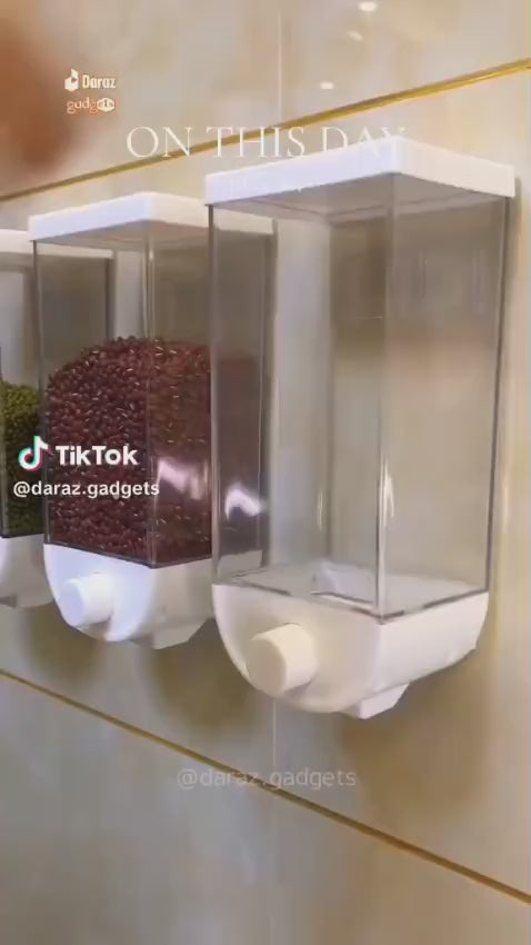 Transparent Wall-Mounted Cereal Dispenser – Grain & Food Storage Container
