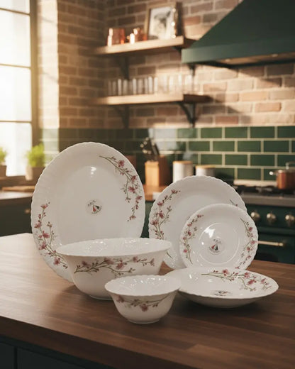 Blossom Breeze 26-Piece Opalware Dinner Set – Elegant Floral Tableware for 6 Persons