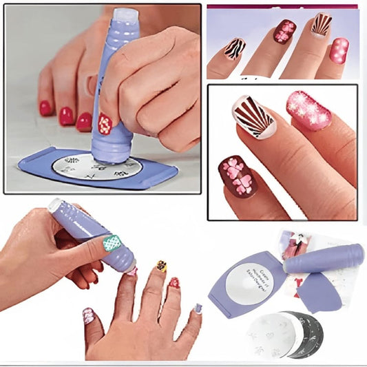 Salon Express Nail Art Stamping Kit – DIY Manicure Tool Set