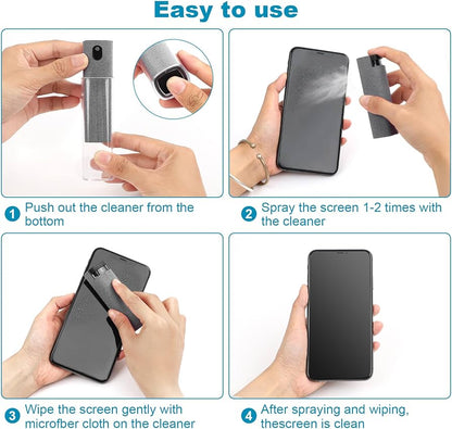 Portable Screen Cleaner Spray – Mist Cleaner with Microfiber Wipe